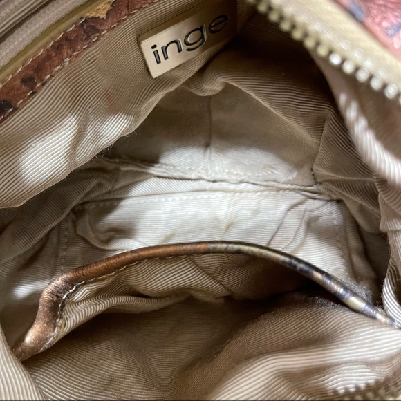 inge metallic shoulder mini bag leather tassel gold copper silver pewter Rare - Picture 11 of 11